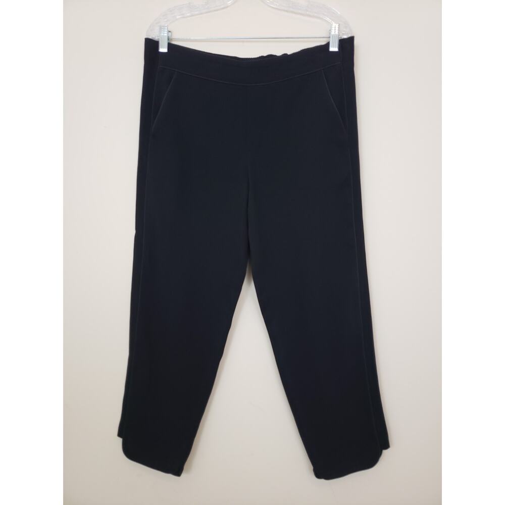 Y2K Club Monaco Womens Pants 10 Black tuxedo Pull on Crop Trousers Office Siren